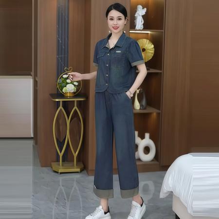 BY10383# 高含棉夏季新款高级感小香风套装女士外套阔腿裤两件套 服裝批發女裝批發服飾貨源