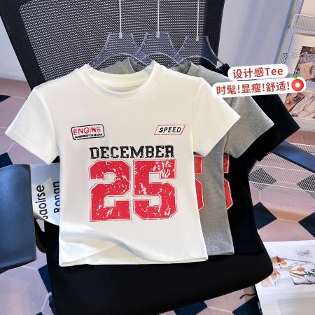 BY10397# 印花紧身美式短款T恤女夏季新款高腰修身显瘦辣妹上衣 服裝批發女裝批發服飾貨源