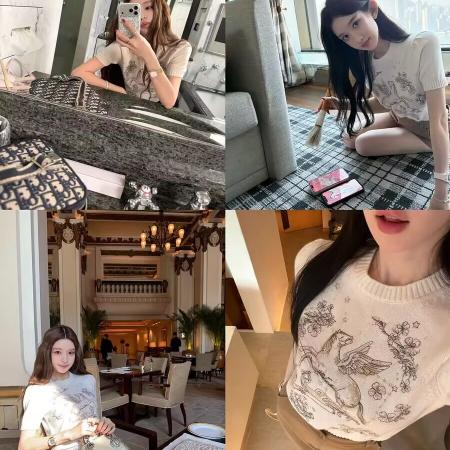 BY10400# 早安樊樊新年小马100绵羊毛重工刺绣显瘦正肩针织短袖上衣女 服裝批發女裝批發服飾貨源