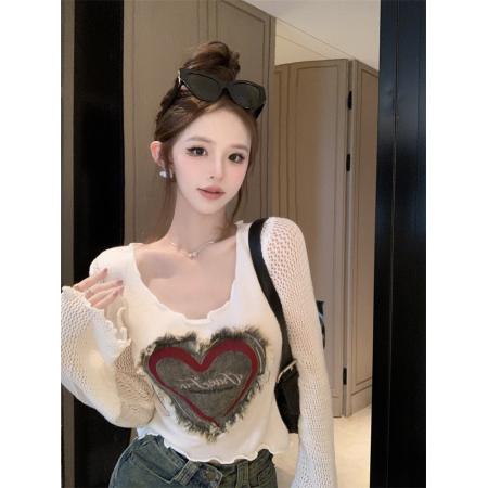 BY10404# 圆领套头修身显瘦针织长袖打底衫春季款短款百搭 服裝批發女裝批發服飾貨源