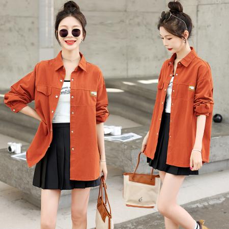 BY10409# 春秋新款韩版宽松彩色衬衫女休闲百搭洗水棉牛仔衬衣外套 服裝批發女裝批發服飾貨源