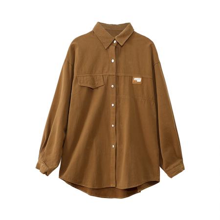 BY10409# 春秋新款韩版宽松彩色衬衫女休闲百搭洗水棉牛仔衬衣外套 服裝批發女裝批發服飾貨源