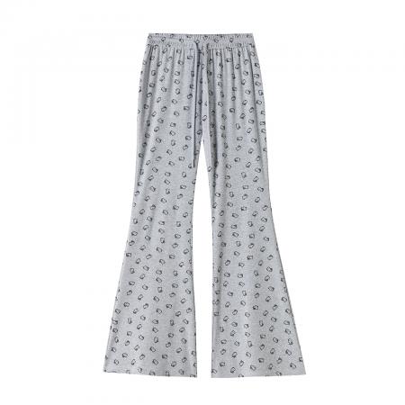 BY10412# 印花微喇裤女夏季高腰显瘦运动裤直筒休闲卫裤喇叭拖地裤 服裝批發女裝批發服飾貨源