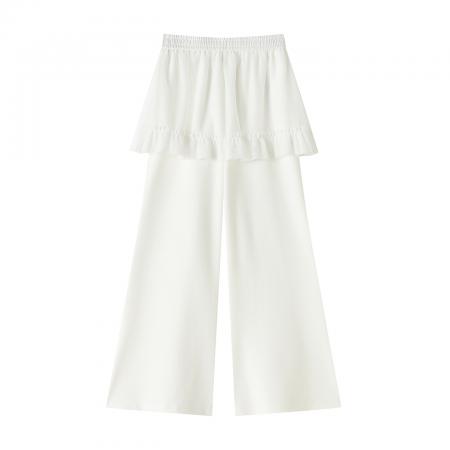 BY10413# 网纱拼接屁帘空气棉微喇裤女春夏高腰显瘦休闲拖地喇叭裤 服裝批發女裝批發服飾貨源