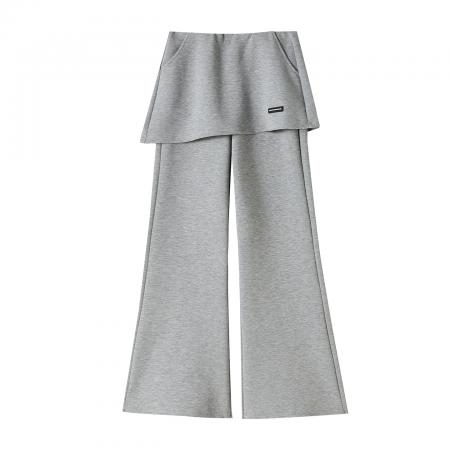 BY10415# 假两件屁帘微喇裤女春夏新款高腰显瘦休闲卫裤拖地喇叭裤 服裝批發女裝批發服飾貨源