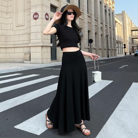 BY10420# 通勤淑女韩版莫代尔瑜伽显身材长款半身裙女 服裝批發女裝批發服飾貨源