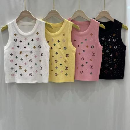 BY10421# 重工刺绣蝴蝶白色针织背心大码女装春季无袖修身百搭短上衣 服裝批發女裝批發服飾貨源