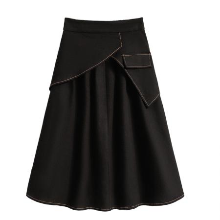 BY10428# 春夏大码松紧腰牛仔中长款裙高腰胖mm显瘦遮胯A字休闲半身裙 服裝批發女裝批發服飾貨源