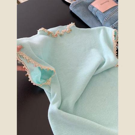 BY10430# 设计蕾丝拼接...