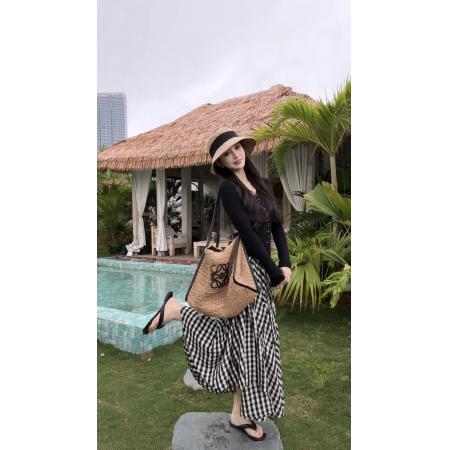 BY10448# YANYAN春季百搭V领坑条针织毛衣长袖上衣YY-9519➕格子裙 服裝批發女裝批發服飾貨源