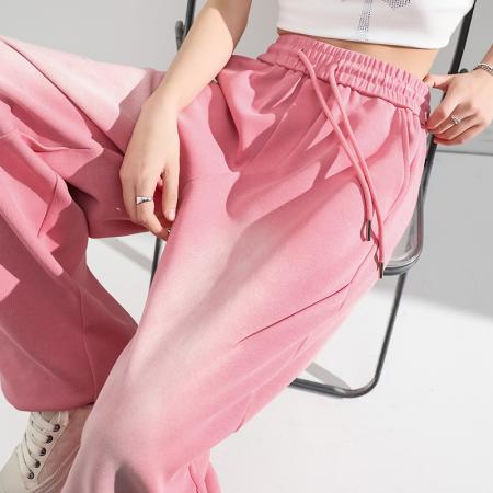 BY10452# 春季新款宽松扎染美式休闲弯刀裤显瘦两穿卫裤阔腿裤女 服裝批發女裝批發服飾貨源