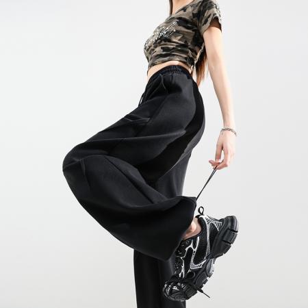 BY10452# 春季新款宽松扎染美式休闲弯刀裤显瘦两穿卫裤阔腿裤女 服裝批發女裝批發服飾貨源