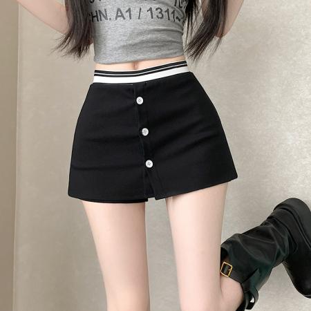 BY10454# 辣妹风纯色防走光高腰半身裙女装春夏百搭显瘦A字裙短裙 服裝批發女裝批發服飾貨源
