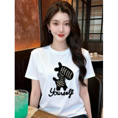 BY10462# 白色卡通印花...