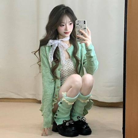 BY10467# 韩系独特漂亮春秋一整套超级好看套装裙开衫背心蓬蓬裙子三件套 服裝批發女裝批發服飾貨源