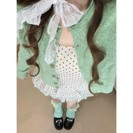 BY10467# 韩系独特漂亮春秋一整套超级好看套装裙开衫背心蓬蓬裙子三件套 服裝批發女裝批發服飾貨源