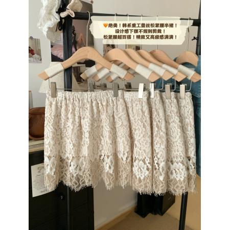 BY10471# 韩系叠穿屁帘蕾丝裙松紧腰网纱半身裙遮屁股假下摆短裙 服裝批發女裝批發服飾貨源