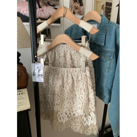 BY10471# 韩系叠穿屁帘蕾丝裙松紧腰网纱半身裙遮屁股假下摆短裙 服裝批發女裝批發服飾貨源