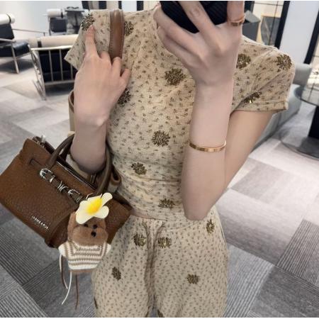 BY10473# 纯欲风时尚套装修身气质上衣两件春季新款显瘦阔腿裤套装 服裝批發女裝批發服飾貨源