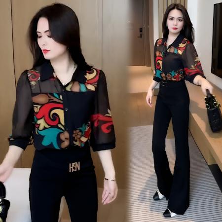 BY10476# 设计感提花衬衫女春夏新款韩版洋气时尚减龄百搭上衣 服裝批發女裝批發服飾貨源