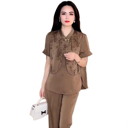 BY10477# 新中式休闲套装女夏季新款显瘦洋气衬衫阔腿裤两件套 服裝批發女裝批發服飾貨源