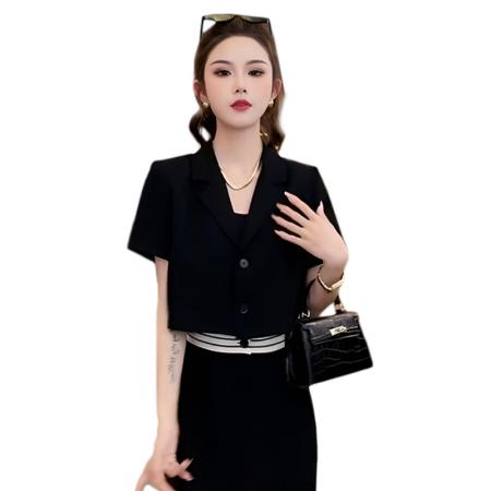 BY10479# 夏装搭配一整套女新款气质西装短外套休闲阔腿裤两件套 服裝批發女裝批發服飾貨源