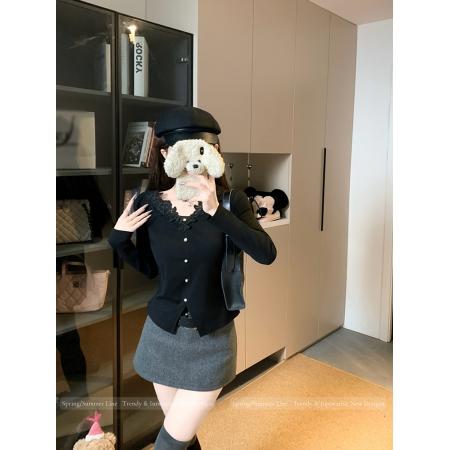 BY10486# 春装新款胖mm大码女纯欲设计感蕾丝花边收腰显瘦长袖上衣 服裝批發女裝批發服飾貨源