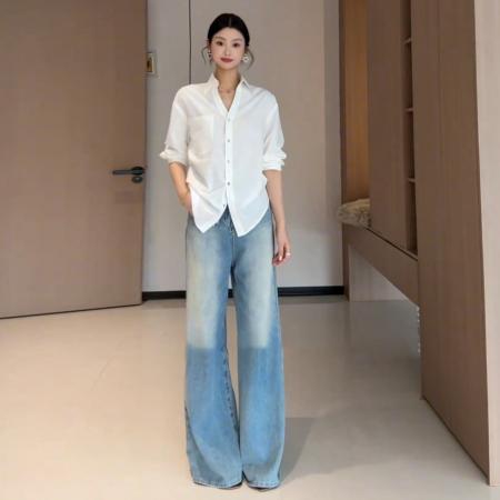 BY10488# 法式长袖防晒衬衫外套早秋女装新款韩系chic别致小衫上衣 服裝批發女裝批發服飾貨源