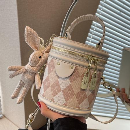 TJ2253# 高级感小众包包女2025新款菱格百搭手提水桶包时尚网红单肩斜挎包