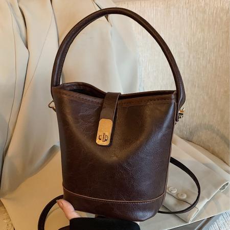 TJ2254# 高级感复古女包通勤斜挎水桶2025秋冬美拉德手拎包百搭单肩斜挎包