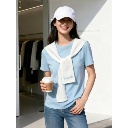 BY10493# 春夏时尚新款马卡龙配色T恤披肩两件套时尚多巴胺T恤 服裝批發女裝批發服飾貨源