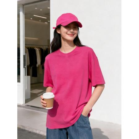 BY10494# 夏季时尚新款多巴胺色T恤穿搭宽松大版休闲T恤 服裝批發女裝批發服飾貨源