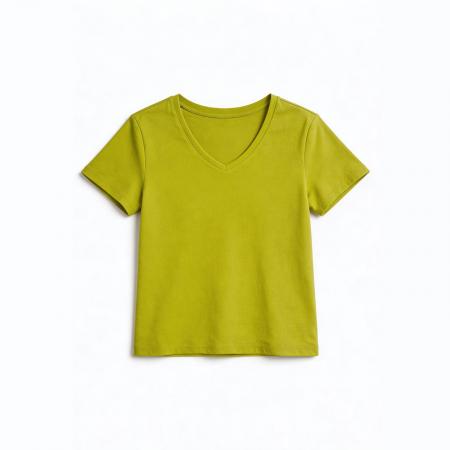 BY10495# 新款果绿色少女感小T恤基础款果绿色T恤 服裝批發女裝批發服飾貨源