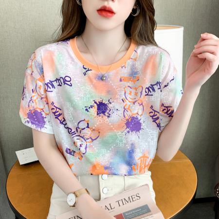 BY10497# 短袖T恤女夏季新款女装宽松欧货个性减龄洋气网红3D休闲上衣 服裝批發女裝批發服飾貨源