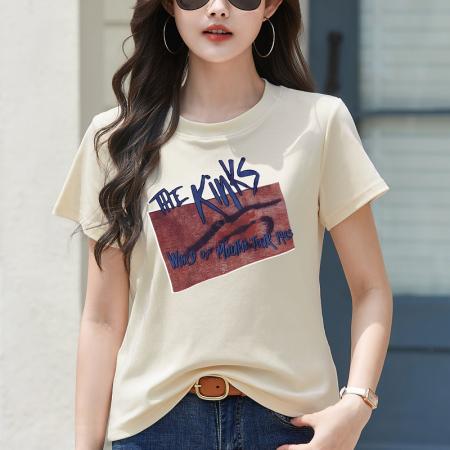 BY10501# 夏季新款时尚圆领字母印花前后涂鸦短袖T恤女宽松百搭显瘦 服裝批發女裝批發服飾貨源