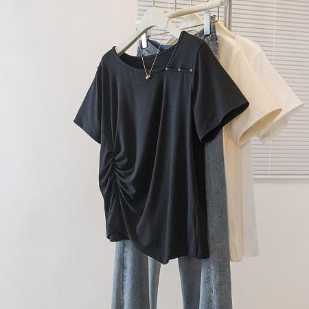 BY10523# 大码女装韩版春季新韩版高级潮流斜扣设计显瘦修身上衣 服裝批發女裝批發服飾貨源