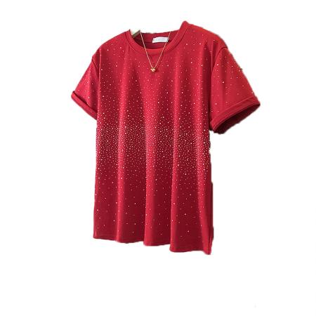 BY10527# 大码女装新款韩版胖MM高级感潮流烫钻设计感显瘦修身上衣 服裝批發女裝批發服飾貨源