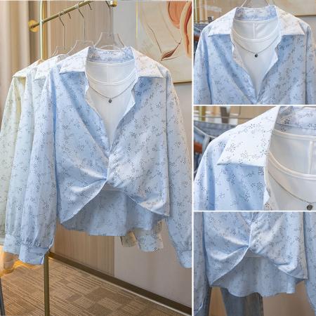 BY10528# 大码女装新款韩版印花设计防晒衬衫外套新款宽松显瘦开衫上衣 服裝批發女裝批發服飾貨源