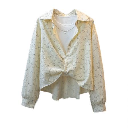 BY10528# 大码女装新款韩版印花设计防晒衬衫外套新款宽松显瘦开衫上衣 服裝批發女裝批發服飾貨源