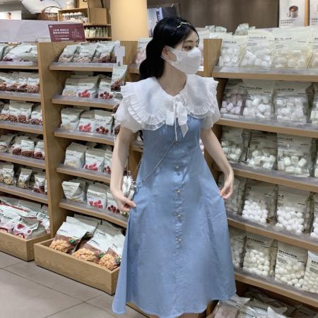 BY10533# 牛仔连衣裙夏...