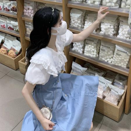 BY10533# 牛仔连衣裙夏季新款洋气拼接假两件裙子女孩夏装 服裝批發女裝批發服飾貨源