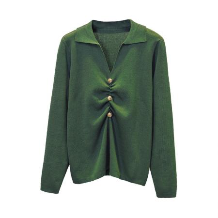 BY10554# 大码女装春季新款韩版POLO领针织衫胖mm遮肚子纯色翻领毛衣上衣女 服裝批發女裝批發服飾貨源