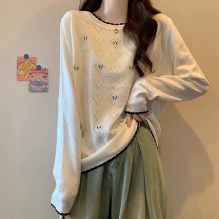 BY10555# 胖mm春季新款韩版刺绣针织衫大码女装圆领长袖外穿毛衣上衣 服裝批發女裝批發服飾貨源