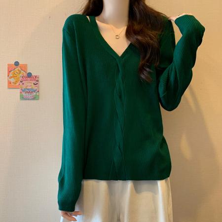 BY10556# 大码女装春季新款显瘦针织衫胖mm遮肚子200斤毛衣上衣 服裝批發女裝批發服飾貨源