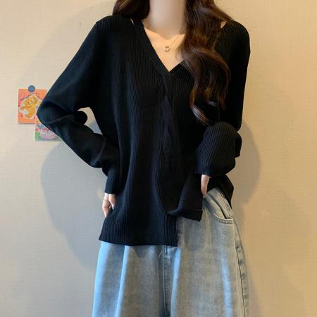 BY10556# 大码女装春季新款显瘦针织衫胖mm遮肚子200斤毛衣上衣 服裝批發女裝批發服飾貨源