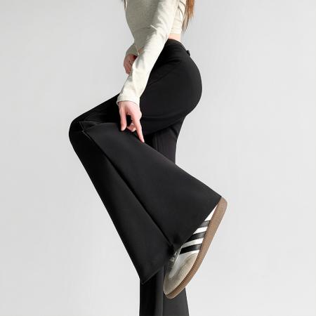 BY10560# 黑色西装微喇裤女春夏新款高腰显瘦垂感弹力休闲喇叭长裤 服裝批發女裝批發服飾貨源