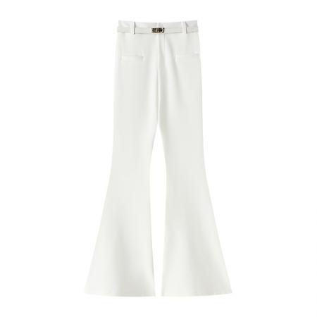 BY10560# 黑色西装微喇裤女春夏新款高腰显瘦垂感弹力休闲喇叭长裤 服裝批發女裝批發服飾貨源