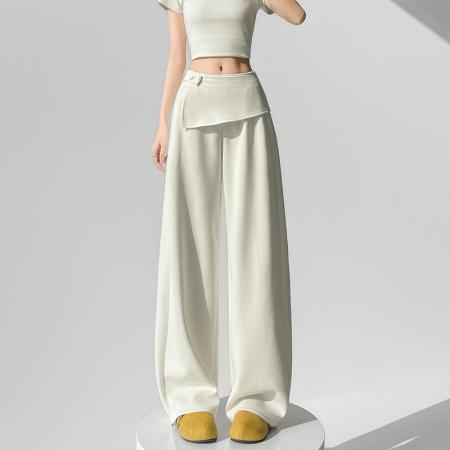 BY10561# 设计感屁帘休闲运动卫裤女春夏新款高腰显瘦直筒阔腿裤子 服裝批發女裝批發服飾貨源