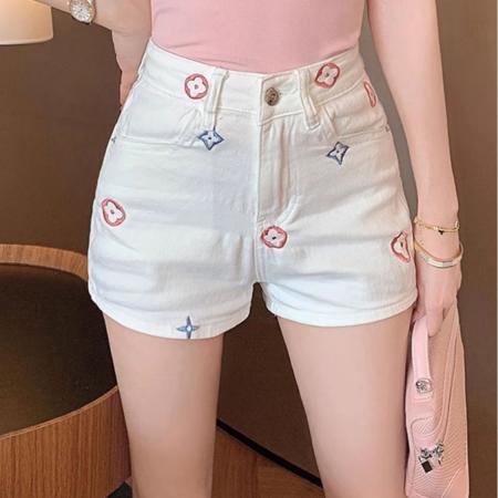 BY10566# 韩系刺绣欧货牛仔短裤女夏季时尚修身显瘦高腰休闲百搭热裤潮 服裝批發女裝批發服飾貨源