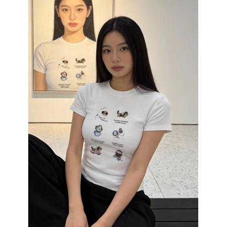 BY10570# 纯棉常规款正肩短袖高弹力新款夏季修身显瘦洋气上衣 服裝批發女裝批發服飾貨源